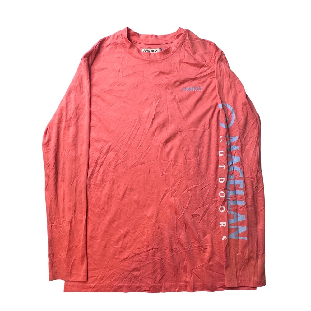 Magellan Shirt Mens S Orange Casting Crew Fishing Long Sleeve Moisture Wicking